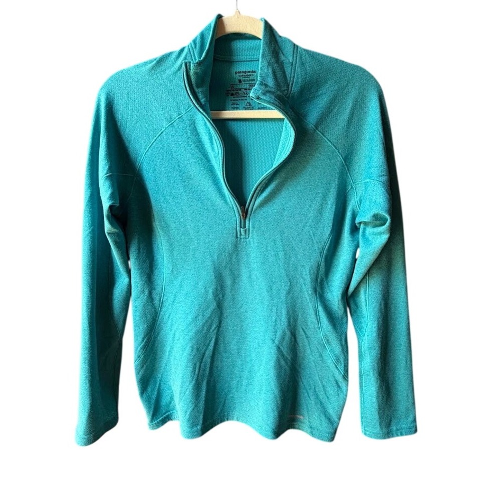 Patagonia Capilene Midweight 1/4 Zip Pullover Turquoise Womens S Relaxed Thermal